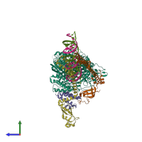 PDB entry 7uo4 coloured by chain, side view.