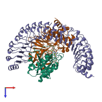PDB entry 7upi coloured by chain, top view.