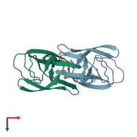 PDB entry 7upj coloured by chain, top view.