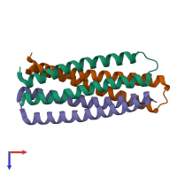 PDB entry 7upo coloured by chain, top view.