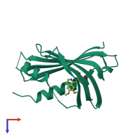PDB entry 7uqm coloured by chain, top view.