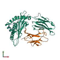 PDB entry 7ur1 coloured by chain, front view.