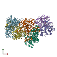 PDB entry 7ut8 coloured by chain, front view.