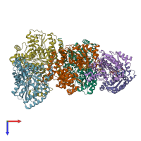PDB entry 7ut8 coloured by chain, top view.