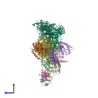 PDB entry 7ux2 coloured by chain, side view.