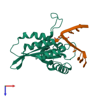 PDB entry 7uxd coloured by chain, top view.