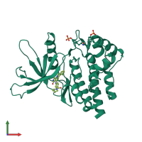 PDB entry 7uyw coloured by chain, front view.
