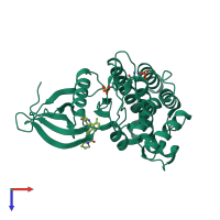 PDB entry 7uyw coloured by chain, top view.