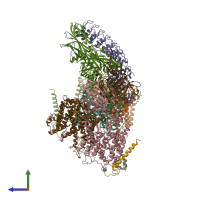 PDB entry 7v0k coloured by chain, side view.