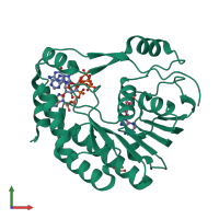 PDB entry 7v1e coloured by chain, front view.