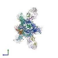 PDB entry 7v26 coloured by chain, side view.
