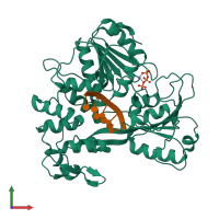 PDB entry 7v2z coloured by chain, front view.