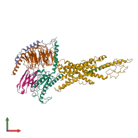 PDB entry 7v35 coloured by chain, front view.