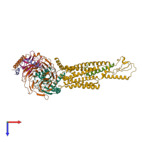 PDB entry 7v35 coloured by chain, top view.