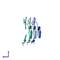 PDB entry 7v4c coloured by chain, side view.