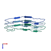 PDB entry 7v4c coloured by chain, top view.