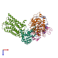 PDB entry 7v6a coloured by chain, top view.