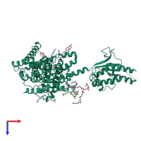 PDB entry 7v74 coloured by chain, top view.