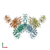 PDB entry 7v7b coloured by chain, front view.