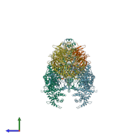 PDB entry 7v7b coloured by chain, side view.