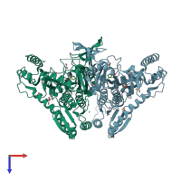PDB entry 7v8k coloured by chain, top view.