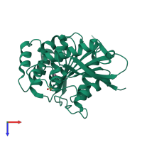 PDB entry 7v8u coloured by chain, top view.
