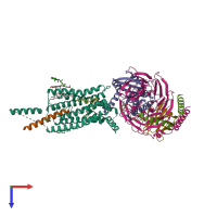PDB entry 7vab coloured by chain, top view.