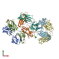 PDB entry 7vac coloured by chain, front view.