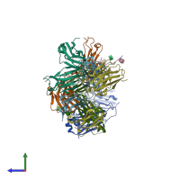 PDB entry 7vac coloured by chain, side view.