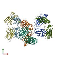 PDB entry 7vaz coloured by chain, front view.