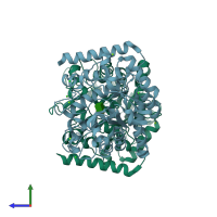 PDB entry 7vi7 coloured by chain, side view.