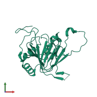 Monomeric assembly 1 of PDB entry 7vjv coloured by chemically distinct molecules, front view.