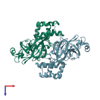 PDB entry 7vjx coloured by chain, top view.