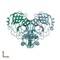 PDB entry 7vk0 coloured by chain, front view.