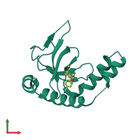 Monomeric assembly 2 of PDB entry 7vln coloured by chemically distinct molecules, front view.