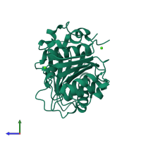 PDB entry 7vmd coloured by chain, side view.