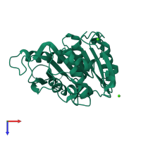 PDB entry 7vmd coloured by chain, top view.