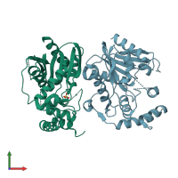 PDB entry 7vo4 coloured by chain, front view.