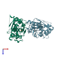 PDB entry 7vo4 coloured by chain, top view.