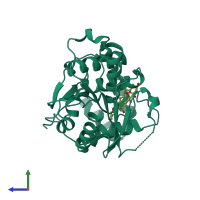 PDB entry 7vo5 coloured by chain, side view.
