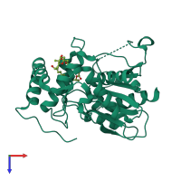 PDB entry 7vo5 coloured by chain, top view.