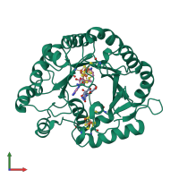 PDB entry 7voc coloured by chain, front view.