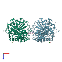 PDB entry 7vpb coloured by chain, top view.