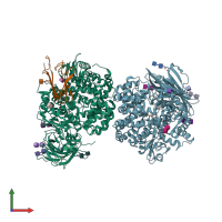 PDB entry 7vpp coloured by chain, front view.