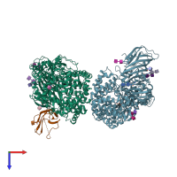 PDB 7vpp coloured by chain and viewed from the top.