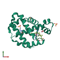 PDB entry 7vqg coloured by chain, front view.