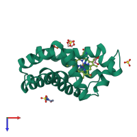 PDB entry 7vqg coloured by chain, top view.