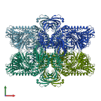PDB entry 7vqo coloured by chain, front view.