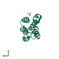 PDB entry 7vs1 coloured by chain, side view.