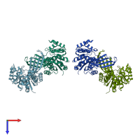 PDB entry 7vtd coloured by chain, top view.